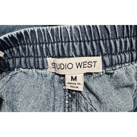 Vintage Studio West Denim Patchwork Maxi Skirt Bohemian Western Pull On M - Picture 8 of 8